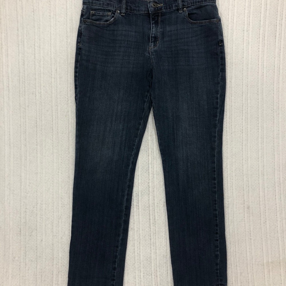 Liz Claiborne Petite Straight Leg Jeans Dark Wash Denim Blue Mid Rise‎ Womens 8P